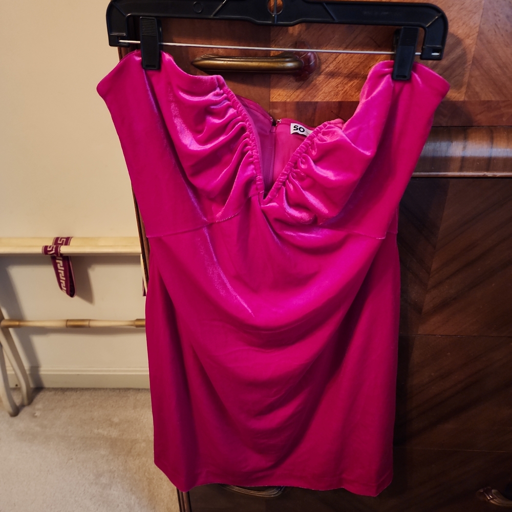 SO Strapless Hot Pink Cocktail Dress